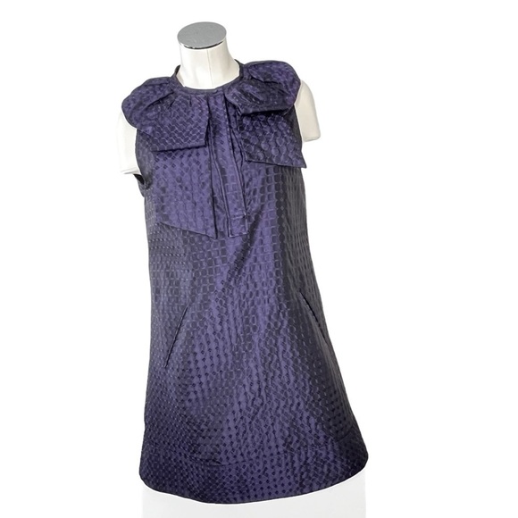 NWOT BCBG MaxAzria Dark Textured Purple Ruffle Collar Dress Women's Size M - Picture 3 of 16